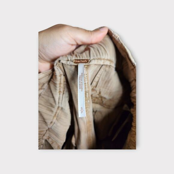 Free People Margate Tan Paper Bag Pleated Crop Pants Women's Small - Picture 7 of 7